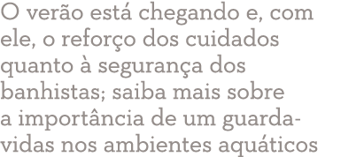 O ver o est chegando e, com ele, o refor o dos cuidados quanto   seguran a dos banhistas; saiba mais sobre a import ...
