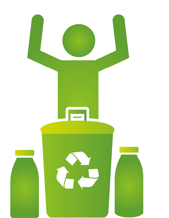 man bin bottles recycle eco friendly environment vector illustration
